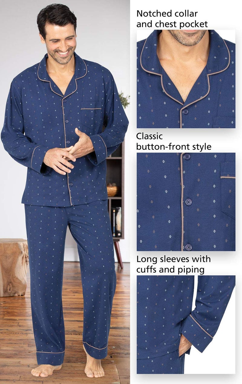 PajamaGram Men's Pajamas Sets Cotton - Men Pajamas Sets, Navy, X-Large - Image 4